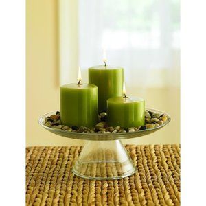 HOME TRENDS SPA BLOSSOMS GREEN PILLAR CANDLE SET